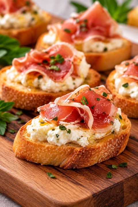 Crostini ricotta serrano